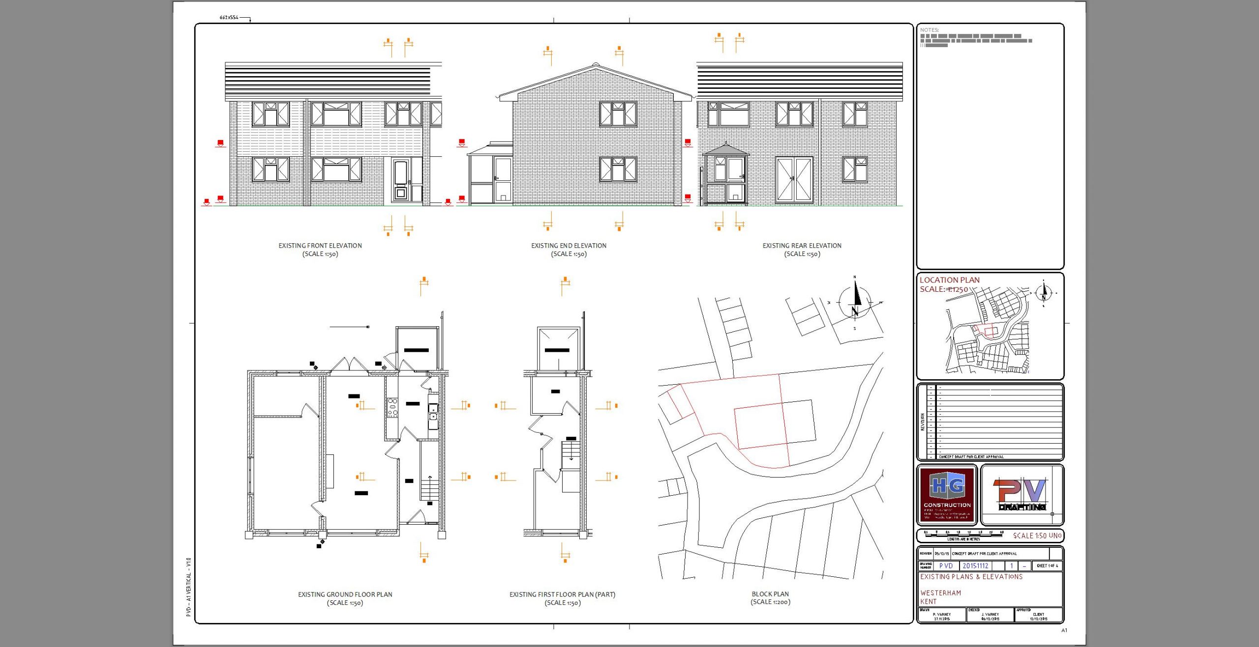Planning Application Drawing - Westerham Kent - Existing Plans
