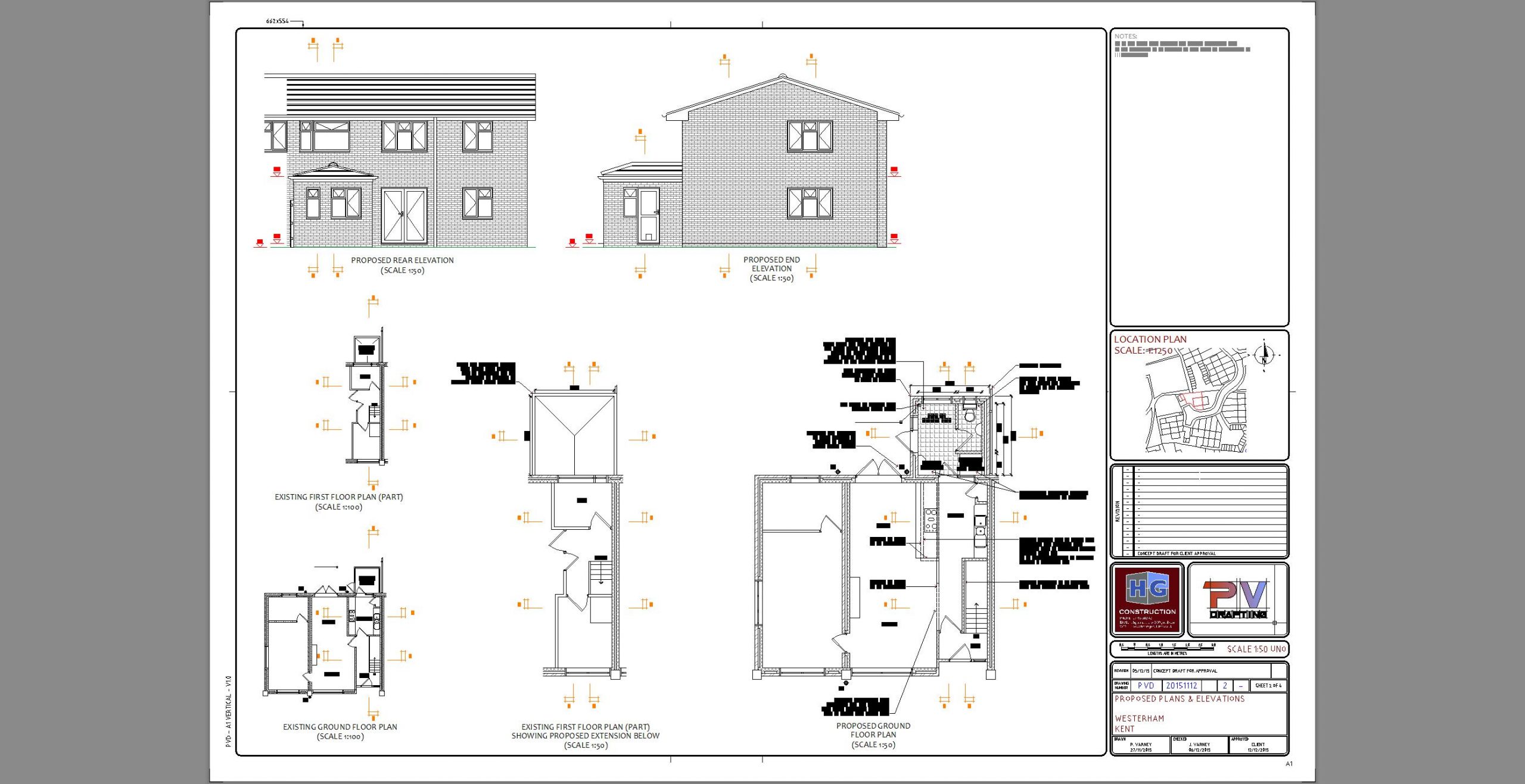 Planning Application Drawing - Westerham Kent - Proposed Plans & Elevations