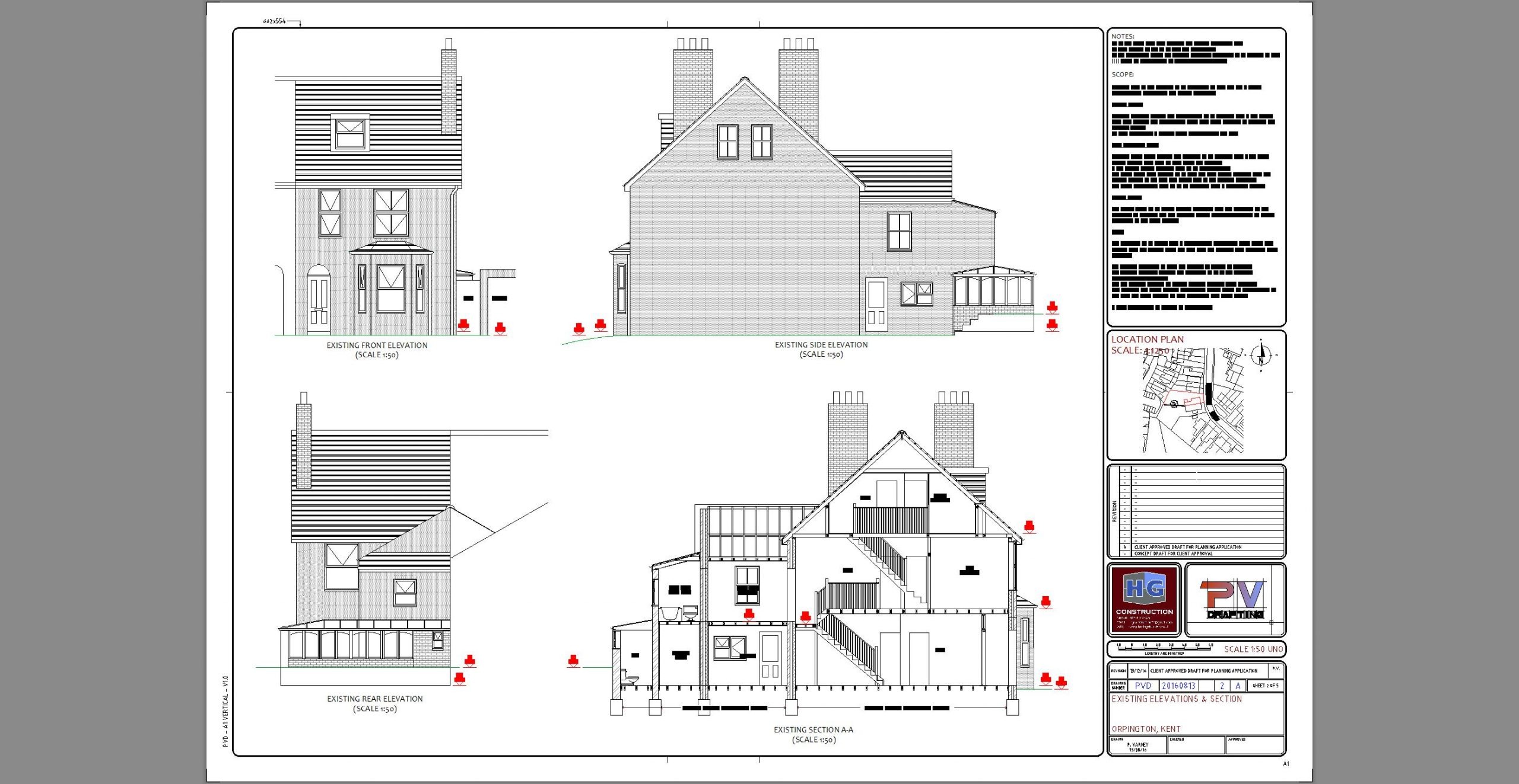 Planning Drawing - Orpington Kent - Existing Elevations