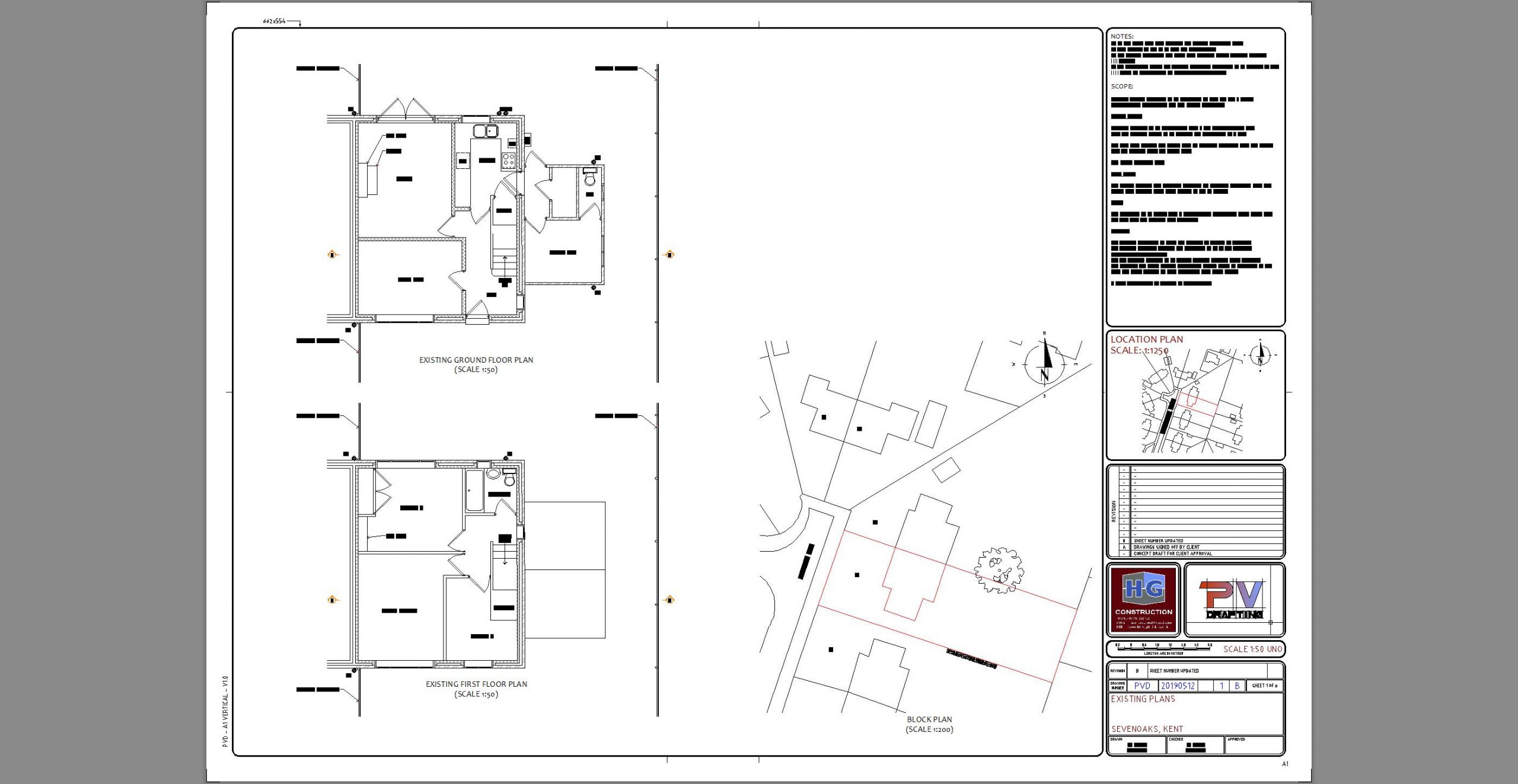 Building Regulations Drawing - Sevenoaks Kent - Existing Plans